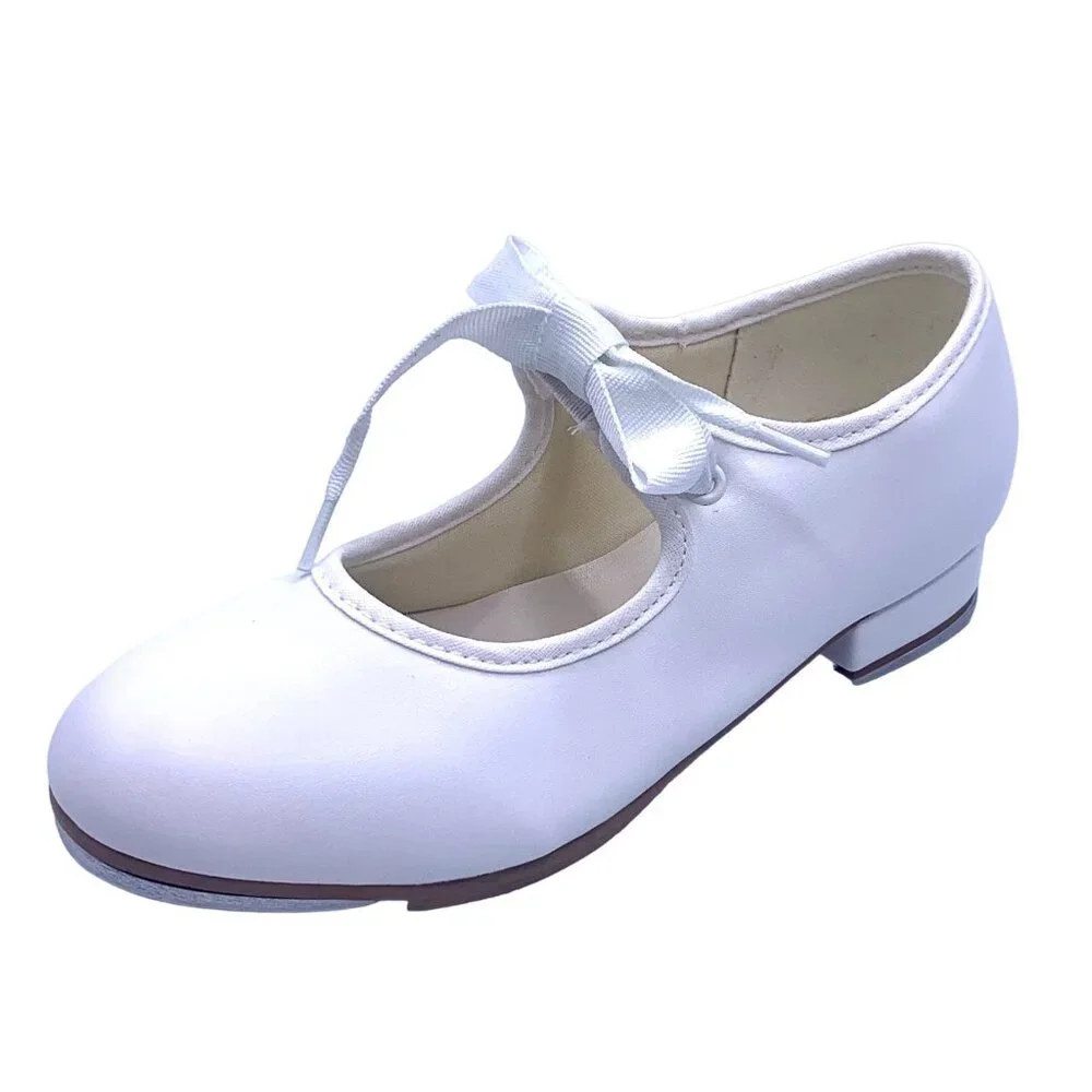 So Danca White Tyette Tap Valiant Vegan 9 Shoes Elastic Snaps Dance Recital